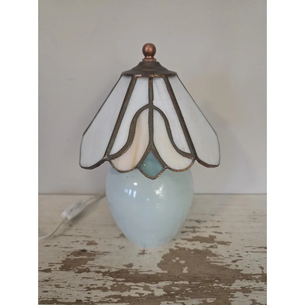 Vintage Tiffany Style Stained Art Pedal Lamp Rare